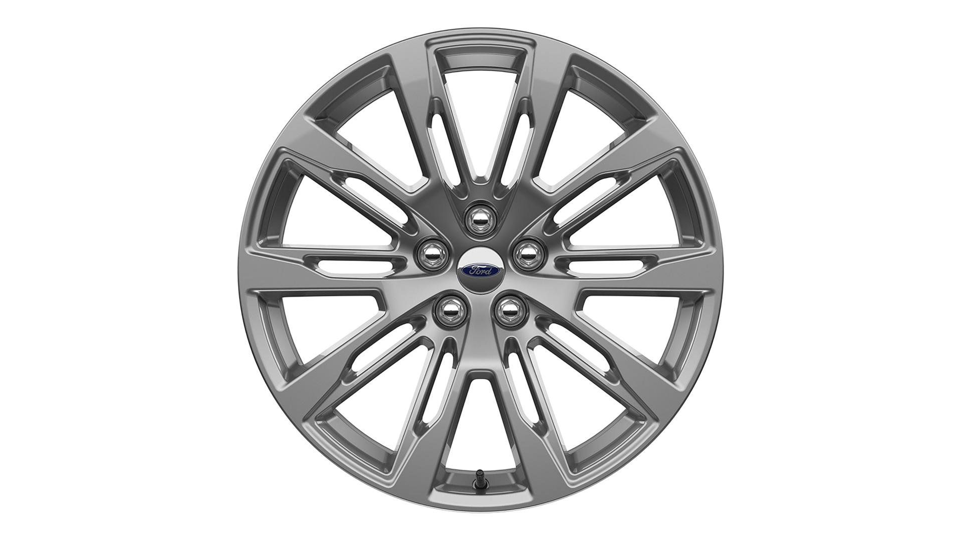 Jantes en aluminium de 20 po peint nickel lustré sur fond blanc