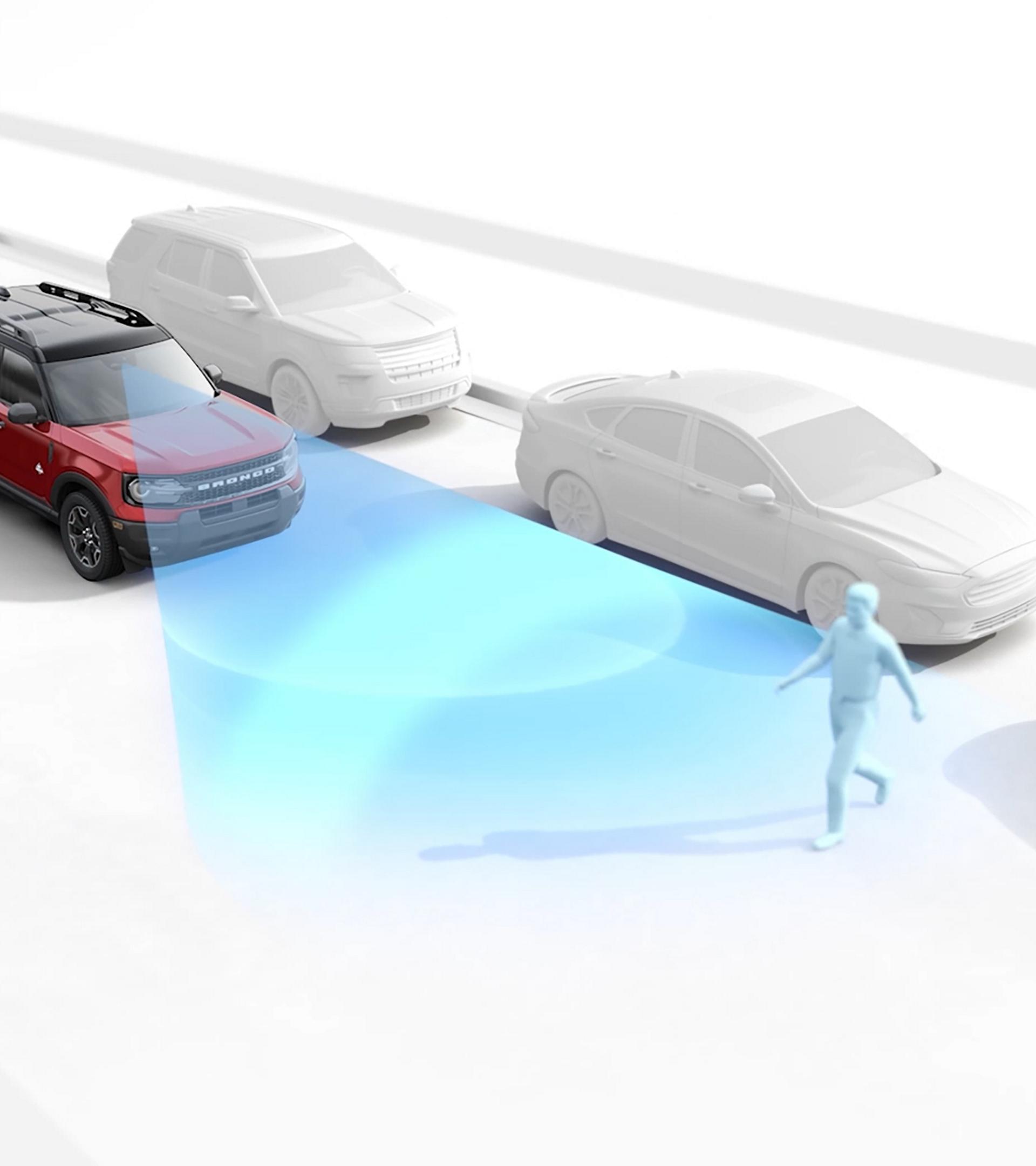 Une illustration montrant le régulateur de vitesse adaptatif en action sur un fond blanc
