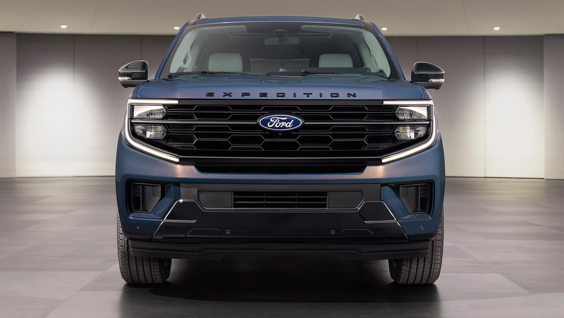 Modèle Ford Expedition® Platinum™ 2027 avec ensemble décor du 30e anniversaire en option en Bleu Ember métallisé