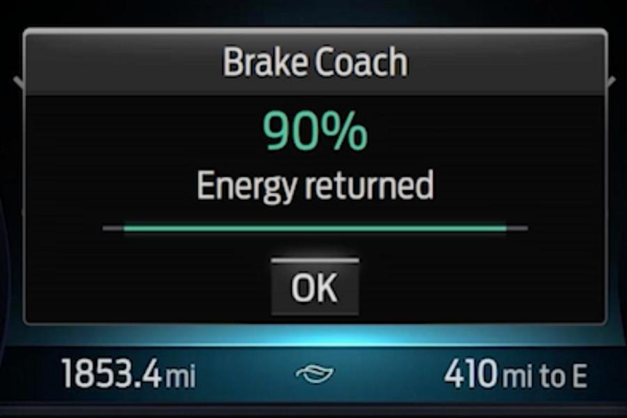 Ford Brake Coach Display feature on the in-vehicle screen.