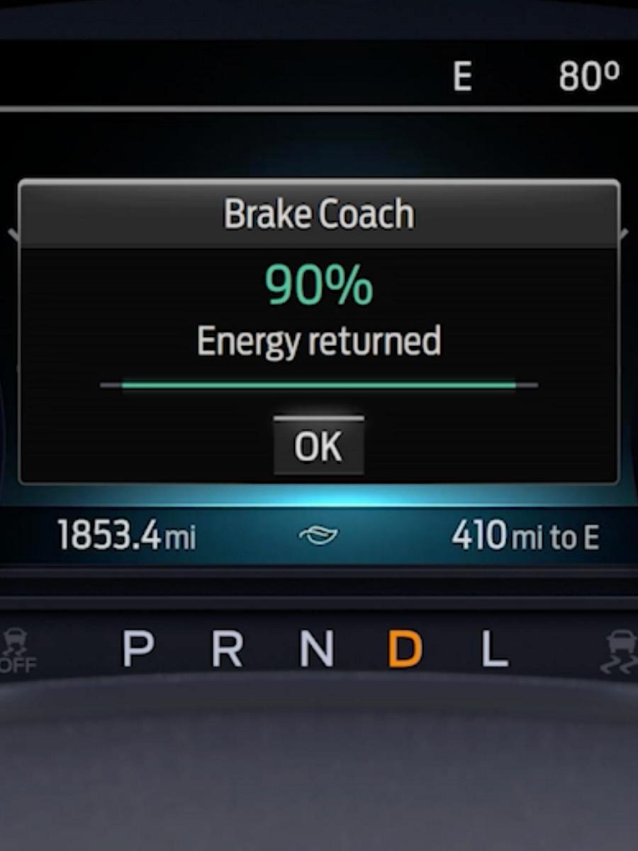Ford Brake Coach Display feature on the in-vehicle screen.