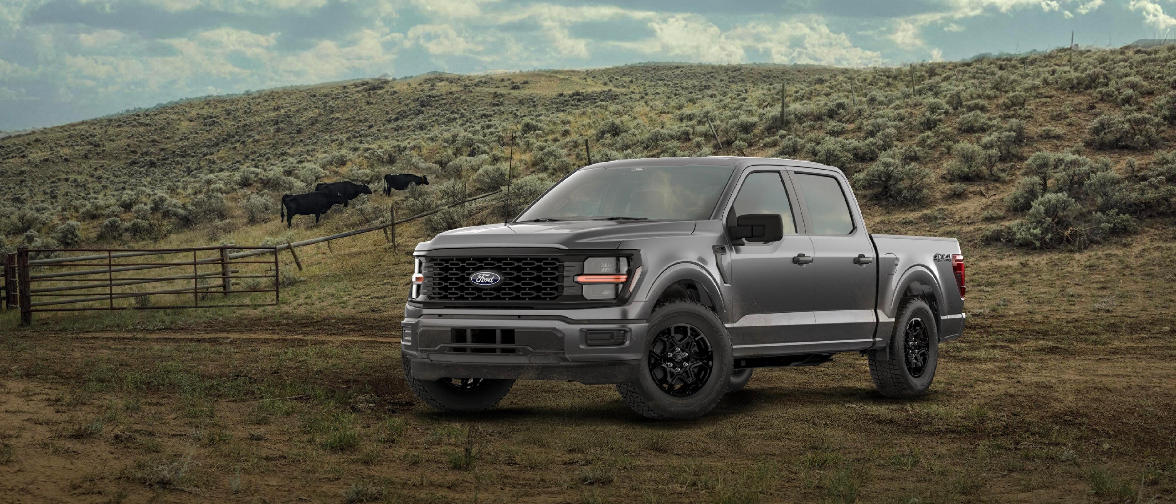 Modèle Ford F-150® STX® 2026 stationné dans une forêt