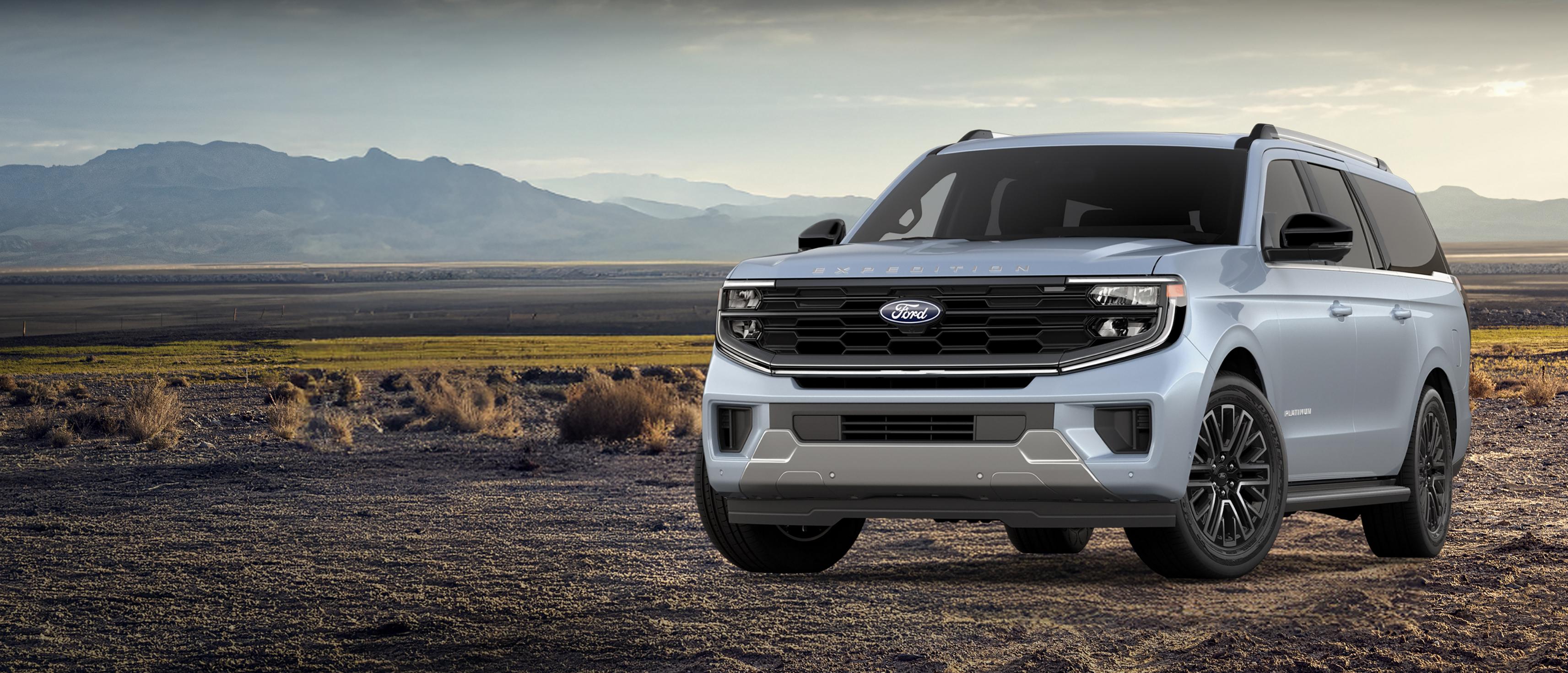 VUS Ford Expedition® MAX Platinum™ 2026 montré stationné à l’extérieur