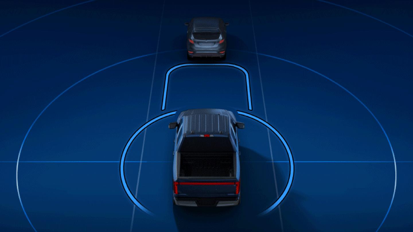 Une illustration de capteurs observant la zone autour d’une camionnette Ford F-150® Lightning® 2025