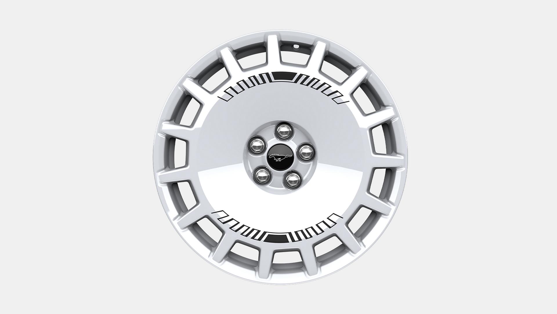 Jantes de 19 po en blanc Oxford très brillant avec graphiques imprimés noirs