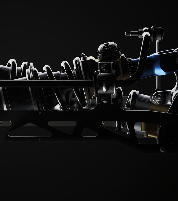 Une suspension très stylisée appartenant à la Mustang GTD.