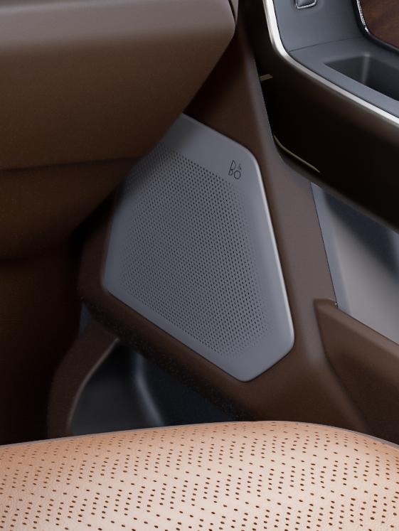 Haut-parleur intégré au système audio B&O® Unleashed dans la porte d’un modèle Ford Super Duty® F-250® King Ranch® 2026