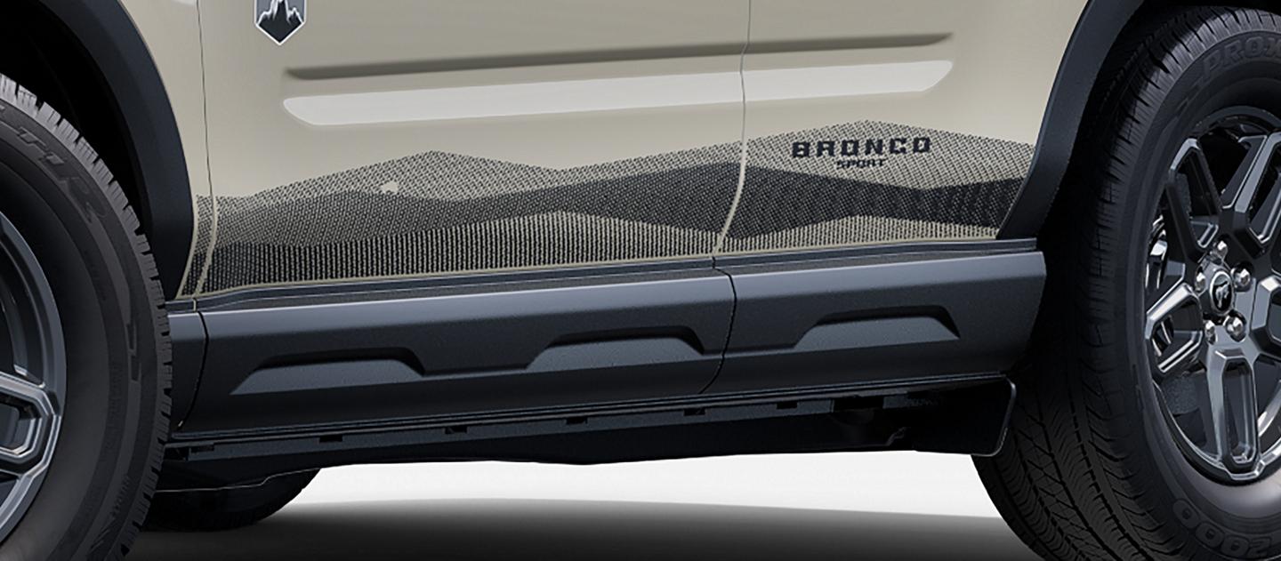 Le Ford Bronco Sport® 2025 illustrant des graphiques sur le panneau inférieur de la portière du véhicule