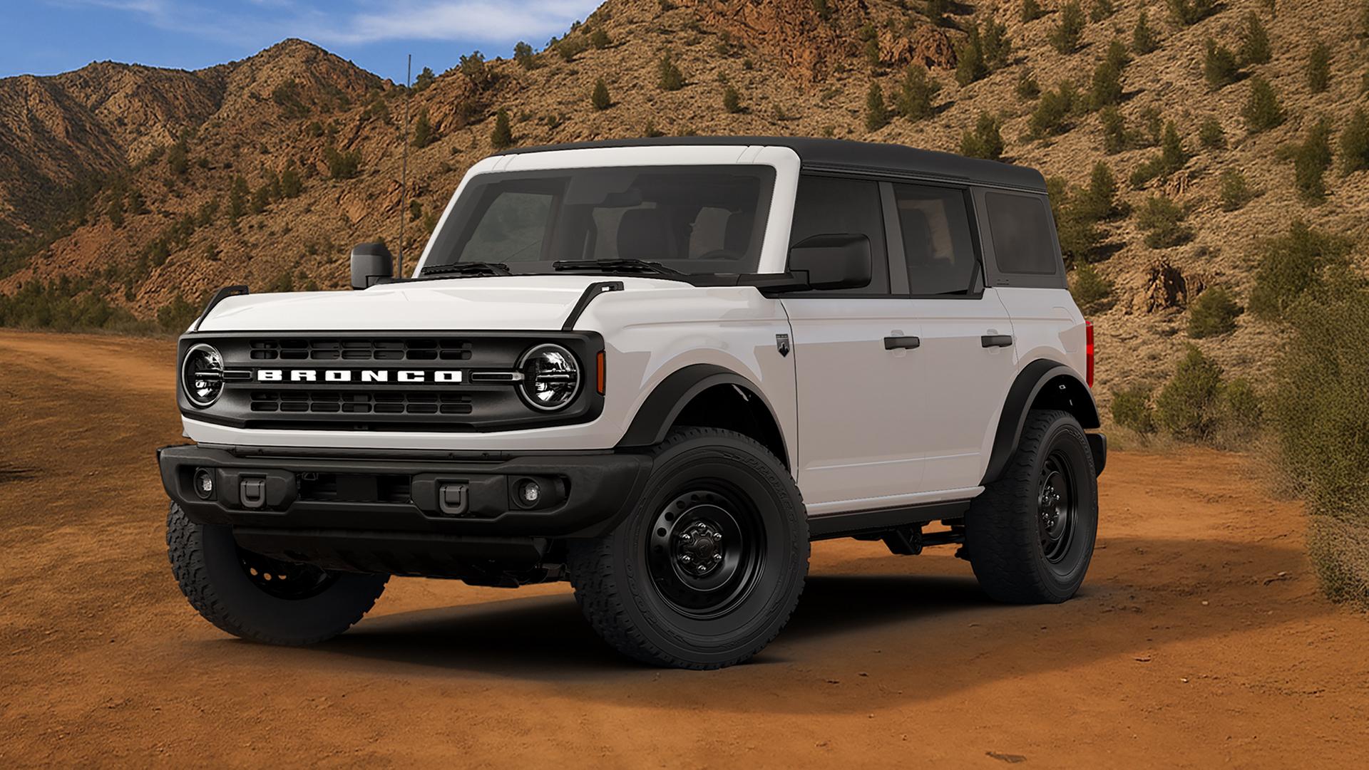 Un VUS Ford Bronco® Big Bend® 2026 équipé de l’ensemble Black Diamond™ disponible, garé sur une plaine désertique