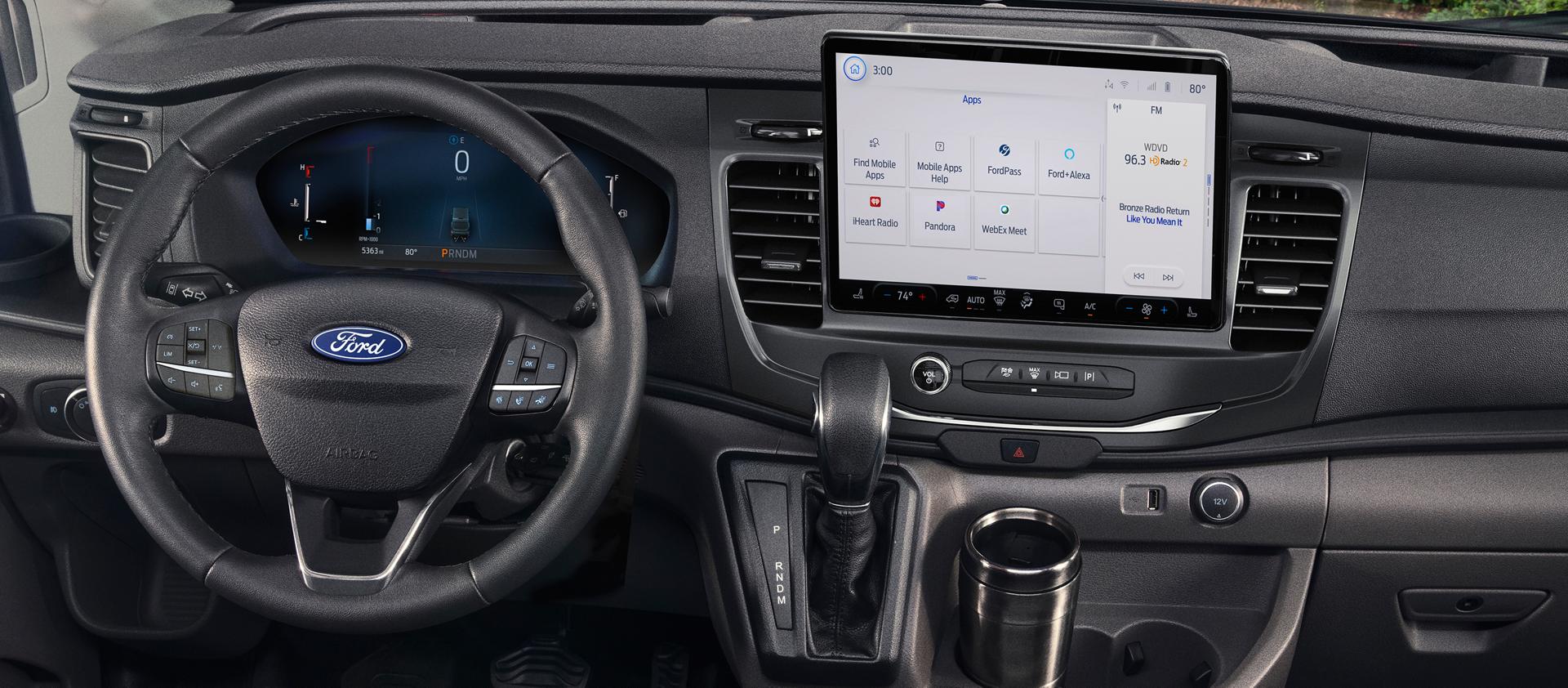 Gros plan du tableau de bord de la fourgonnette Ford Transit® 2026