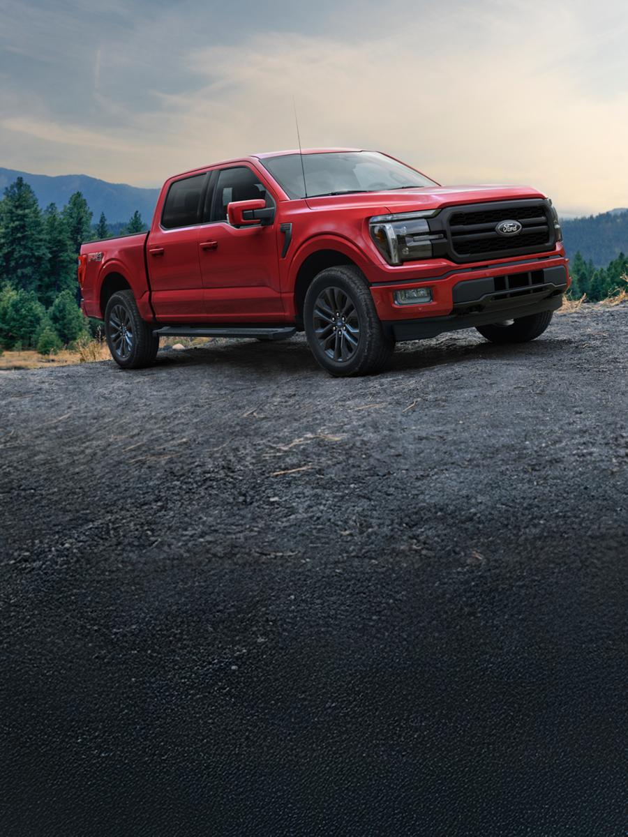 F-150 stationné sur un chemin de terre.