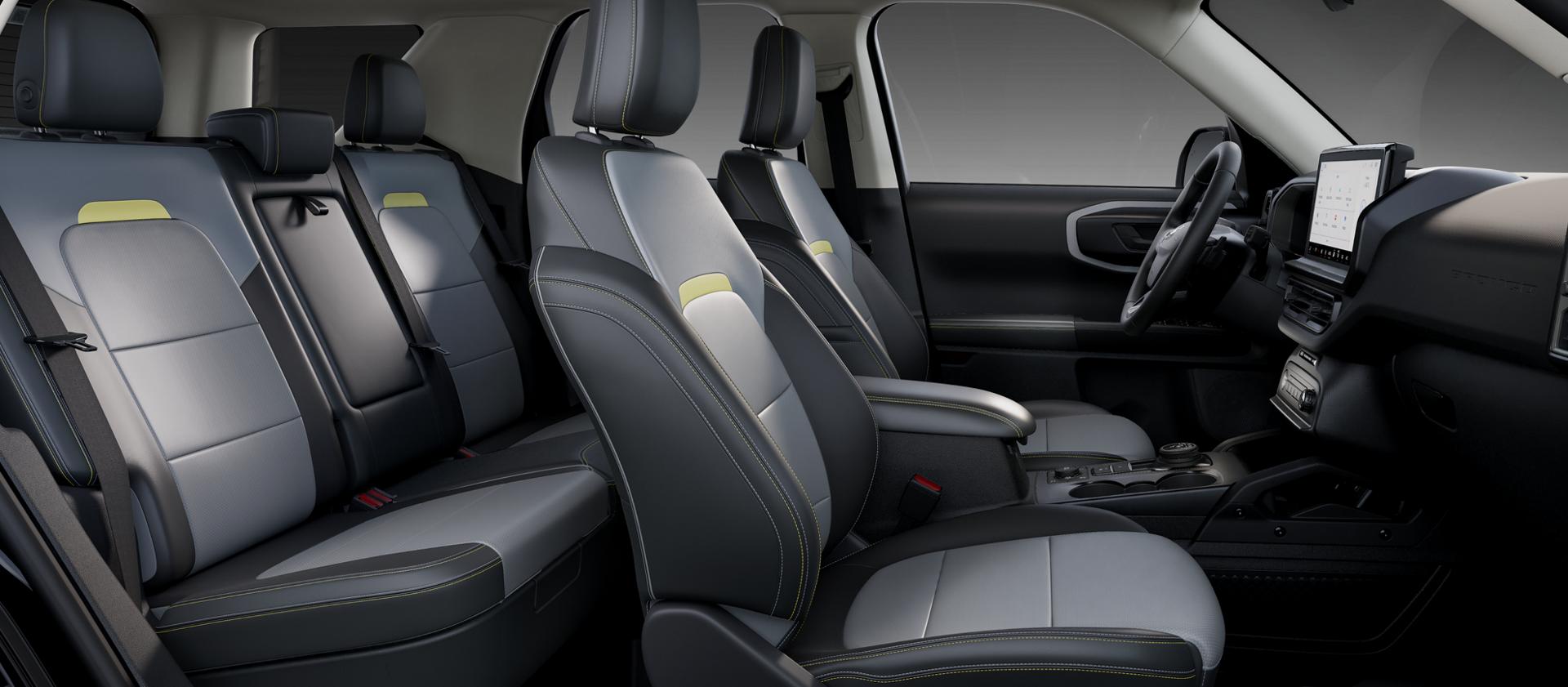 Sièges intérieurs gris et jaune du Ford Bronco Sport® 2025