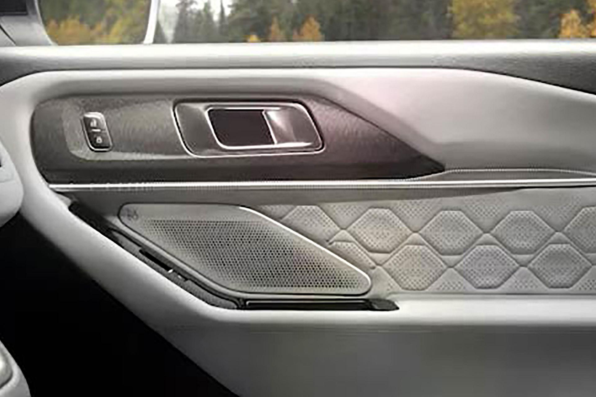 Les détails de l’intérieur d’un VUS Ford Explorer® Platinum™ 2027, avec l’ensemble en cuir Lux en option