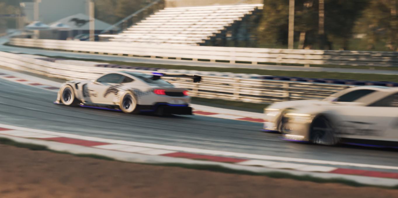 Mustang GT3 sur une piste de course.