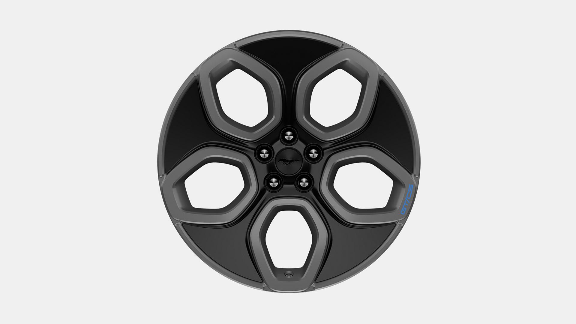 Nouveau : Jantes gris carbonisé de 20 po avec logo imprimé en bleu Rave sur et enjoliveur Aero noir peu brillant