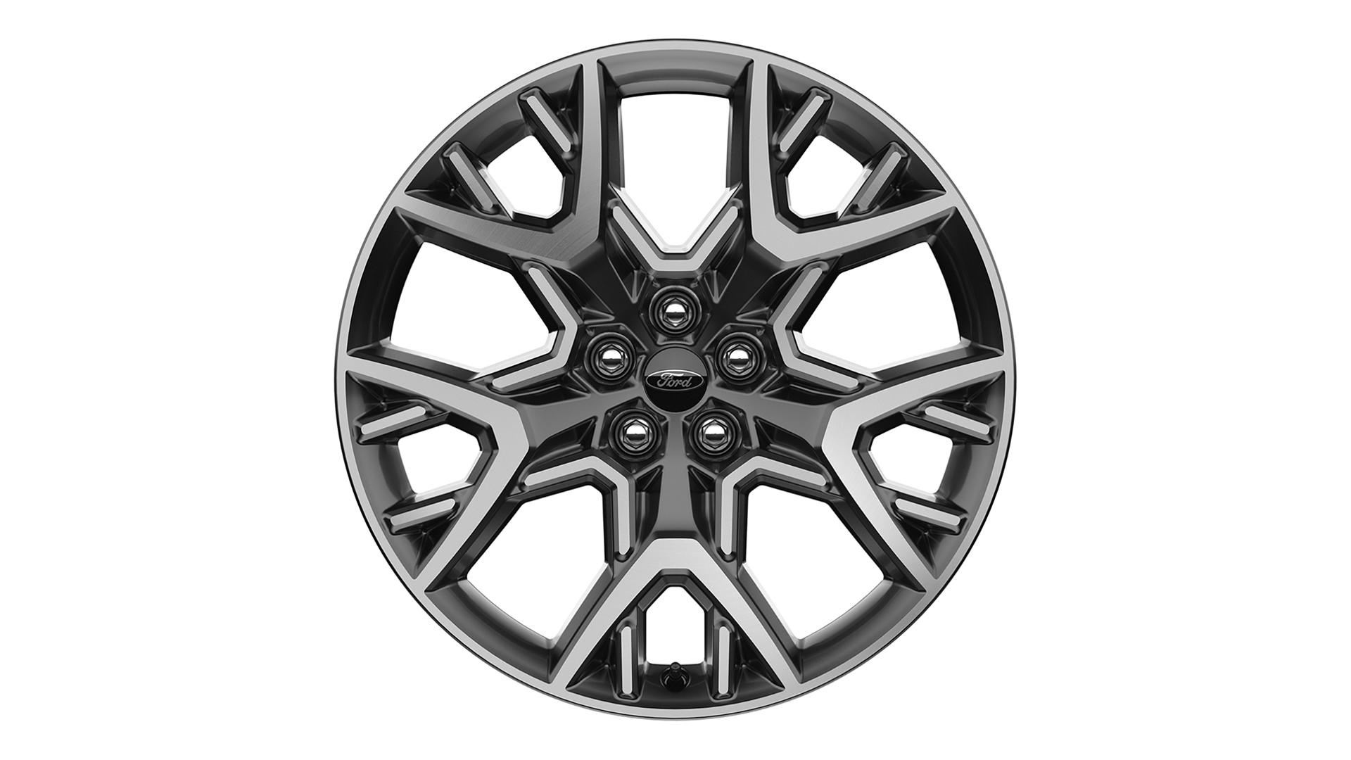 Jantes en aluminium usinées peintes en alliage foncé de 21 po sur fond blanc
